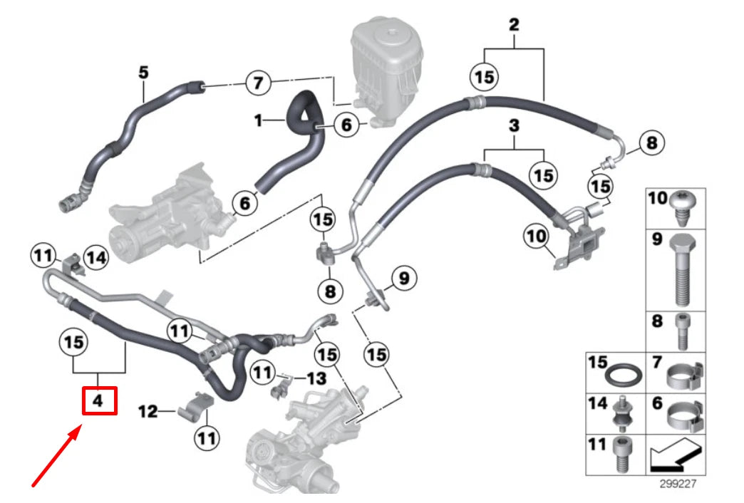 NEW BMW 5 F10 POWER STEERING RETURN HOSE 6793550 32416793550 ORIGINAL
