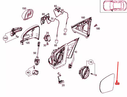 NEW MERCEDES-BENZ C W205 FRONT LEFT DOOR MIRROR GLASS LHD A0998100516