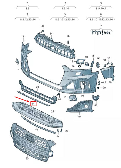 NEW AUDI A5 F5 FRONT CENTER BUMPER TRIM 8W6853618 9B9 8W68536189B9
