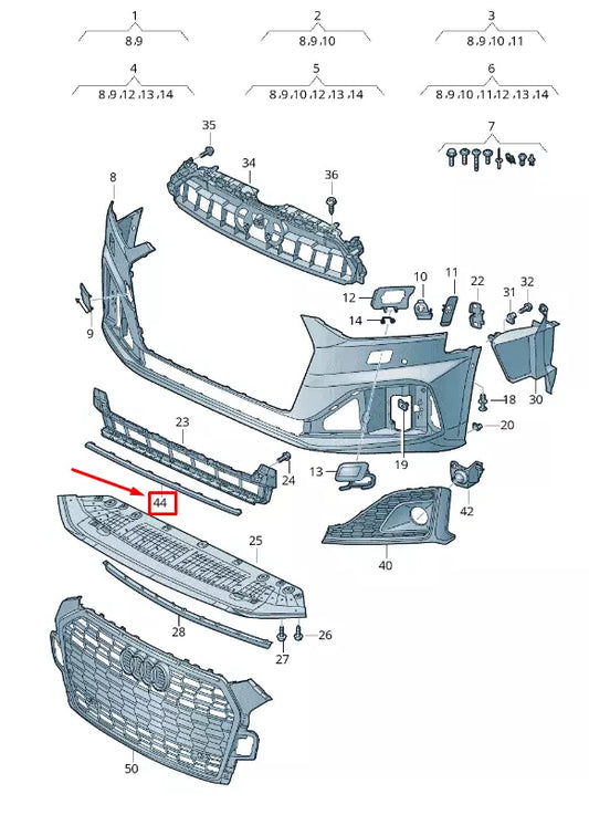 NEW AUDI A5 F5 FRONT CENTER BUMPER TRIM 8W6853618 9B9 8W68536189B9