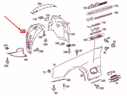 NEW MERCEDES-BENZ SL R230 FRONT LEFT WHEELHOUSE COVER A2306902530 ORIGINAL