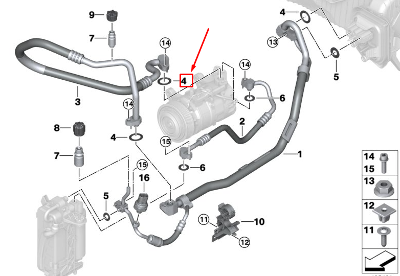 new bmw 3 g20 a/c line o-ring 64539284019 original