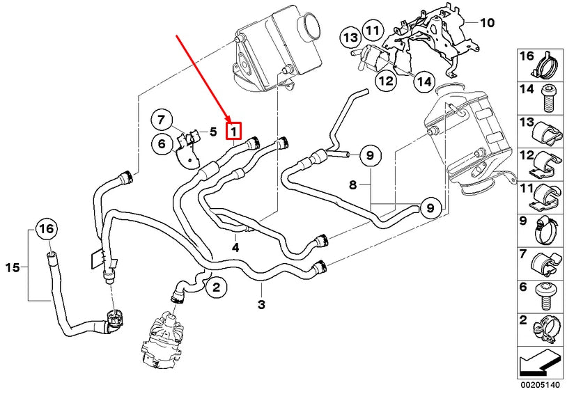 NEW BMW X5 M E70 RADIATOR COOLANT HOSE 17127589734 7589734 ORIGINAL