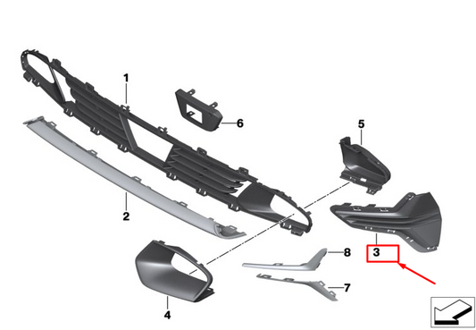 new bmw 3 g20 front right bumper side grille open 51117464204 original