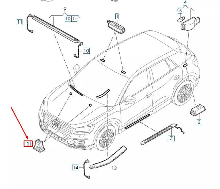 NEW AUDI Q2 FRONT FOOTWELL LED LIGHT 4G0919390C ORIGINAL