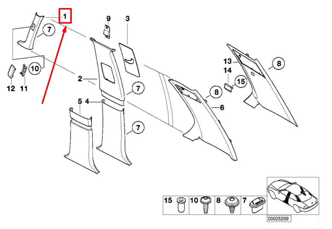NEW BMW 7 E38 LEFT WINDSHIELD PANEL COVER 51438214825 8214825 ORIGINAL