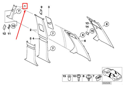 NEW BMW 7 E38 LEFT WINDSHIELD PANEL COVER 51438214825 8214825 ORIGINAL