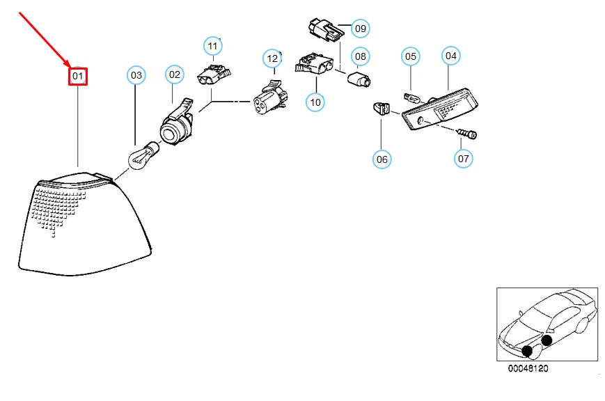 NEW BMW 3 E36 COUPE LEFT TURN INDICATOR LIGHT 63138353281 8353281 ORIGINAL