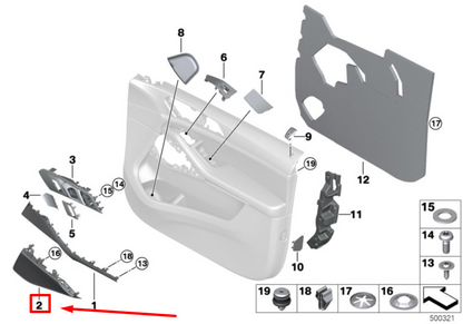 new bmw x7 g07 front right door loudspeaker cover 9890096 51169890096 original