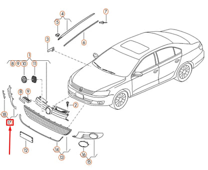 NEW VOLKSWAGEN JETTA A6 MK6 FRONT RIGHT GLI VENT GRILLE 5C6853666B9B9 ORIGINAL