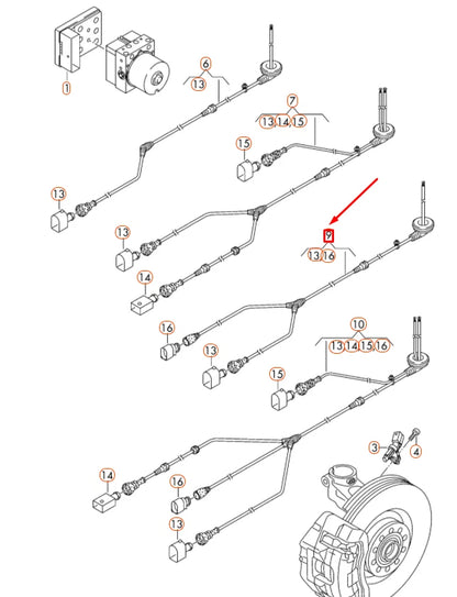 NEW VW CC FRONT LEFT ABS WHEEL SPEED SENSOR WIRING SET 3C0927903L