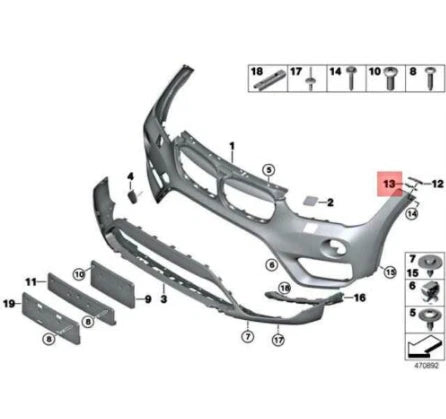 NEW BMW X1 F48 FRONT BUMPER LEFT COVER INSERT 51117354769 ORIGINAL