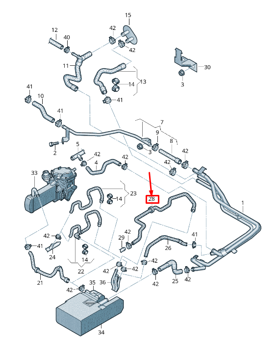 new vw amarok 2h engine coolant hose 2h0121073bb original