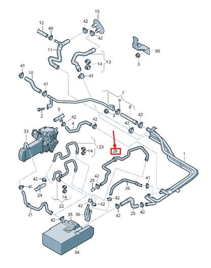 new vw amarok 2h engine coolant hose 2h0121073bb original