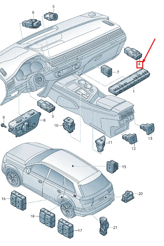 NEW AUDI Q7 4M DASHBOARD AIR VENT BUTTON RHD 4M2907595