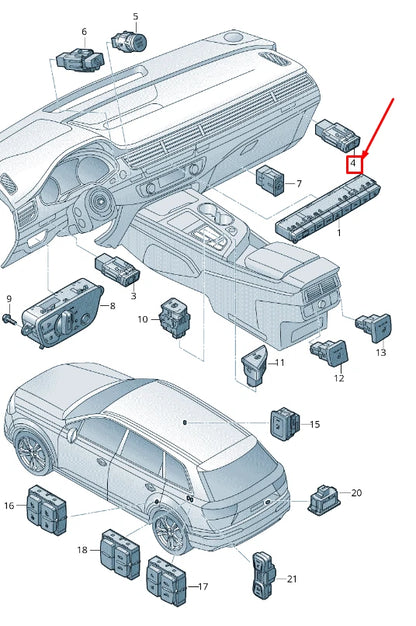 NEW AUDI Q7 4M DASHBOARD AIR VENT BUTTON RHD 4M2907595