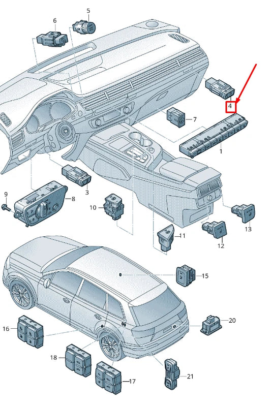 NEW AUDI Q7 4M DASHBOARD AIR VENT BUTTON RHD 4M2907595