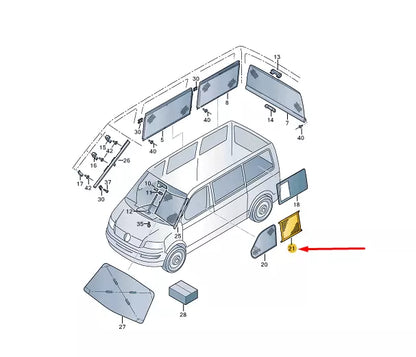 NEW VW TRANSPORTER T5 LEFT SLIDING WINDOW FLY SCREEN 7H7068528A ORIGINAL