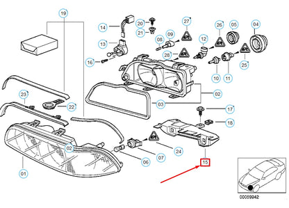 NEW BMW 5 E39 LEFT SIDE HEADLIGHT BRACKET 63128362441 ORIGINAL