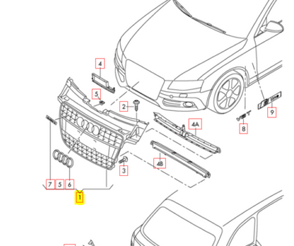 new audi a4 b8 s4 front bumper radiator grille 8k0853651b1rr original