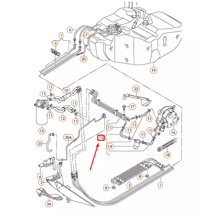 NEW AUDI A3 8P FUEL FEED/RETURN PIPE 03G130308N ORIGINAL