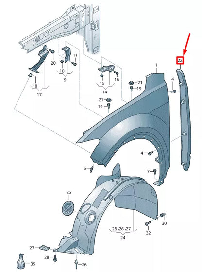 NEW VOLKSWAGEN T-ROC A11 FRONT RIGHT FENDER CLOSING ELEMENT 2GA821112 ORIGINAL