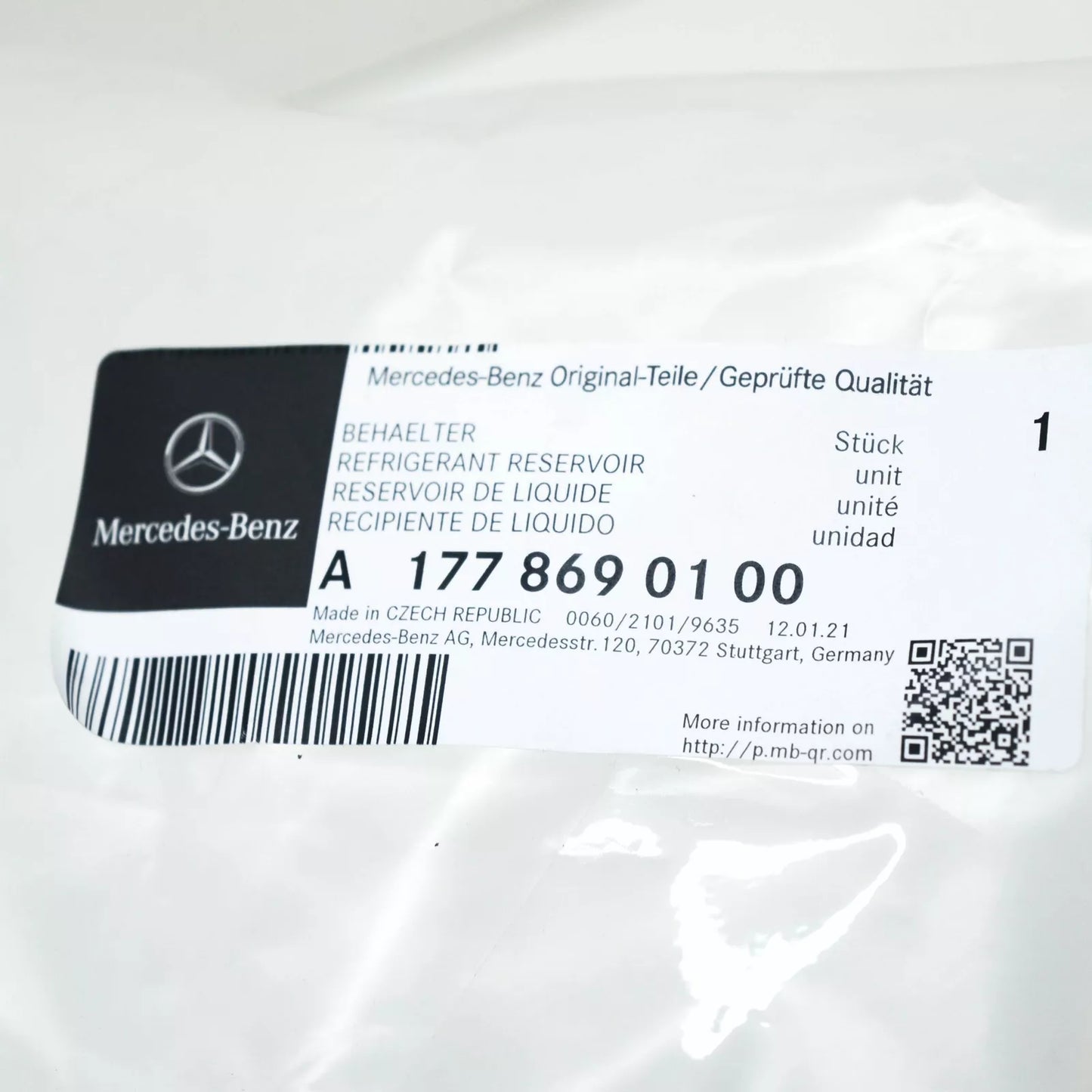 NEW MB A W177 WINDSHIELD WASHER FLUID RESERVOIR TANK A1778690100