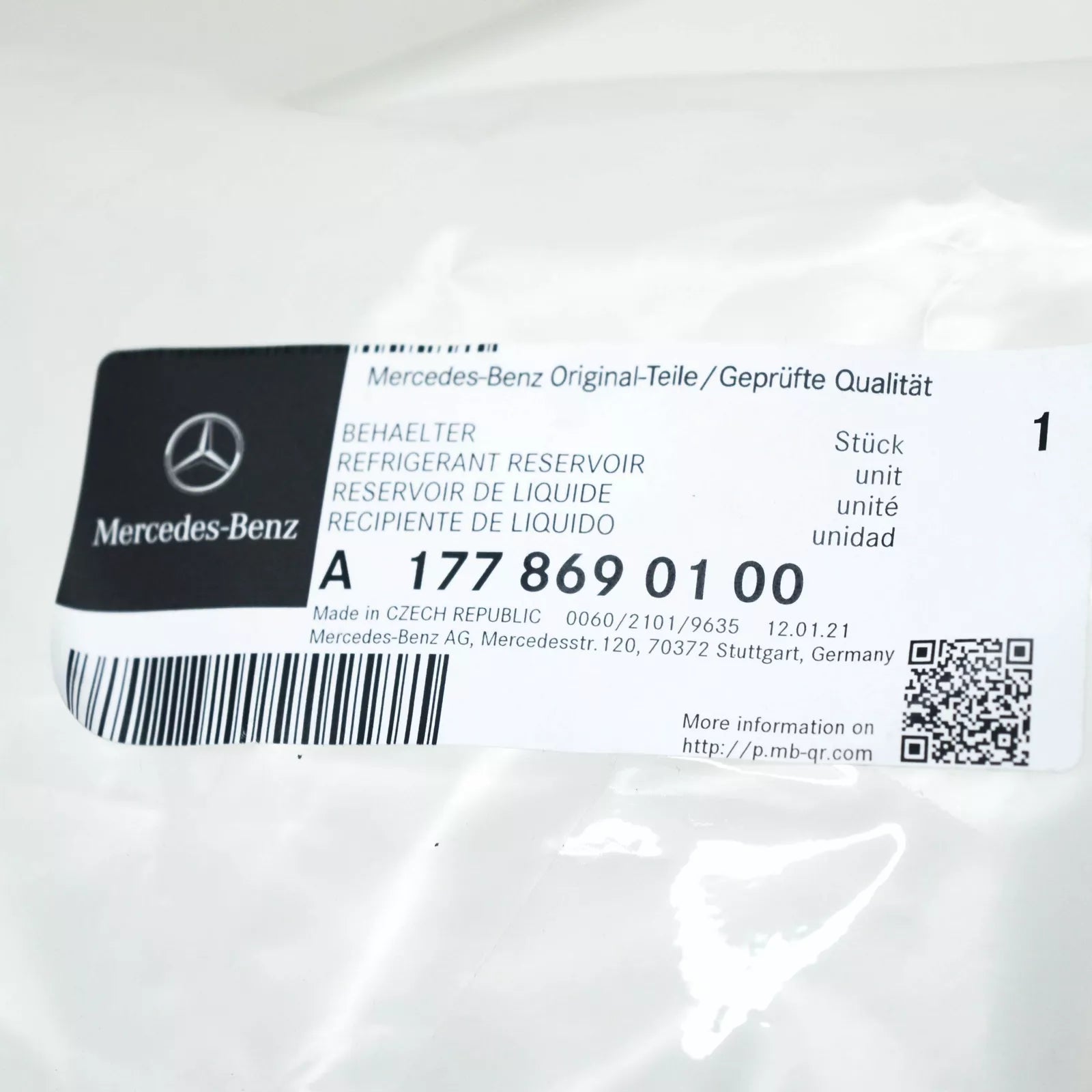 NEW MB A W177 WINDSHIELD WASHER FLUID RESERVOIR TANK A1778690100