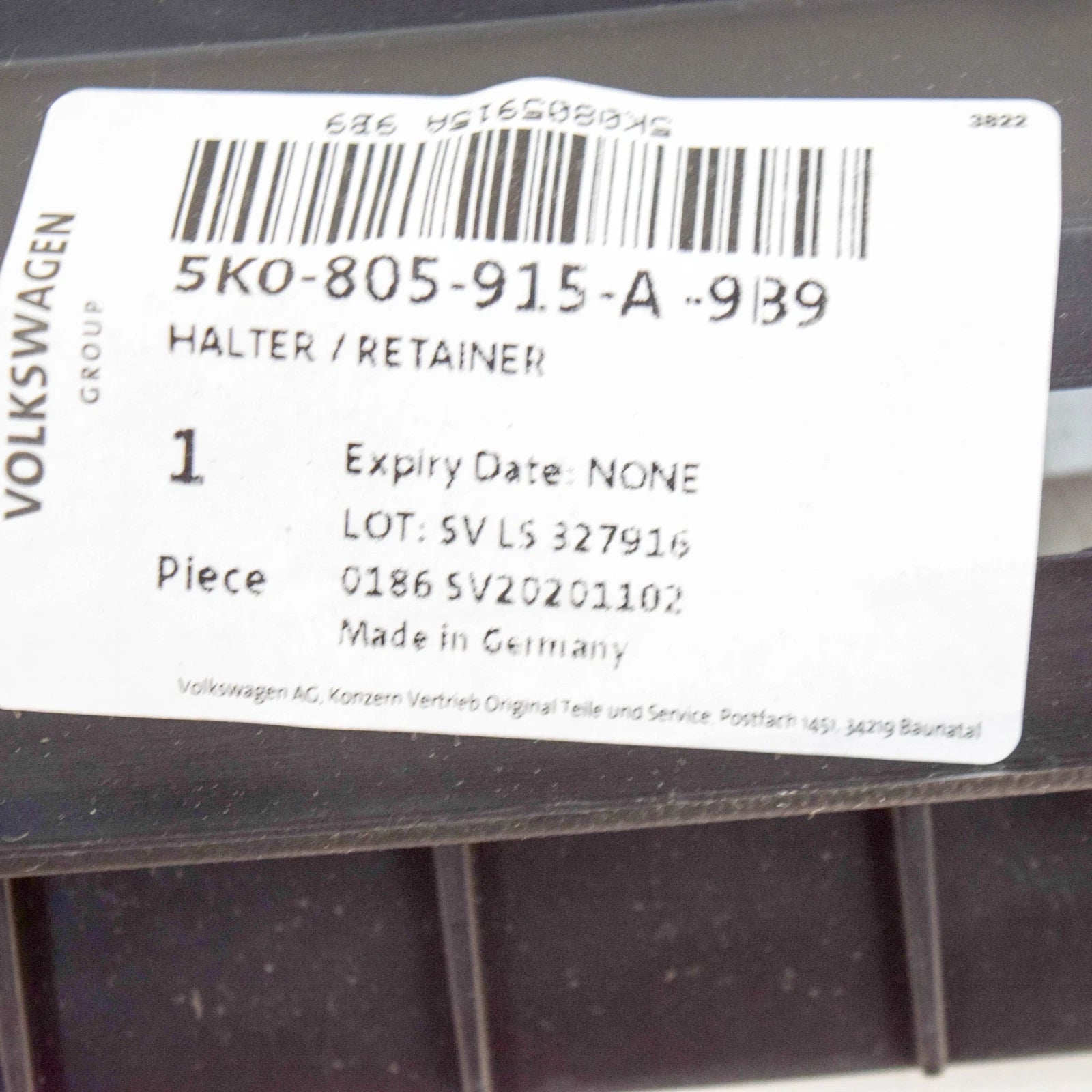 NEW VW GOLF MK6 FRONT BUMPER LOWER VALANCER RETAINER 5K0805915A9B9 ORIGINAL