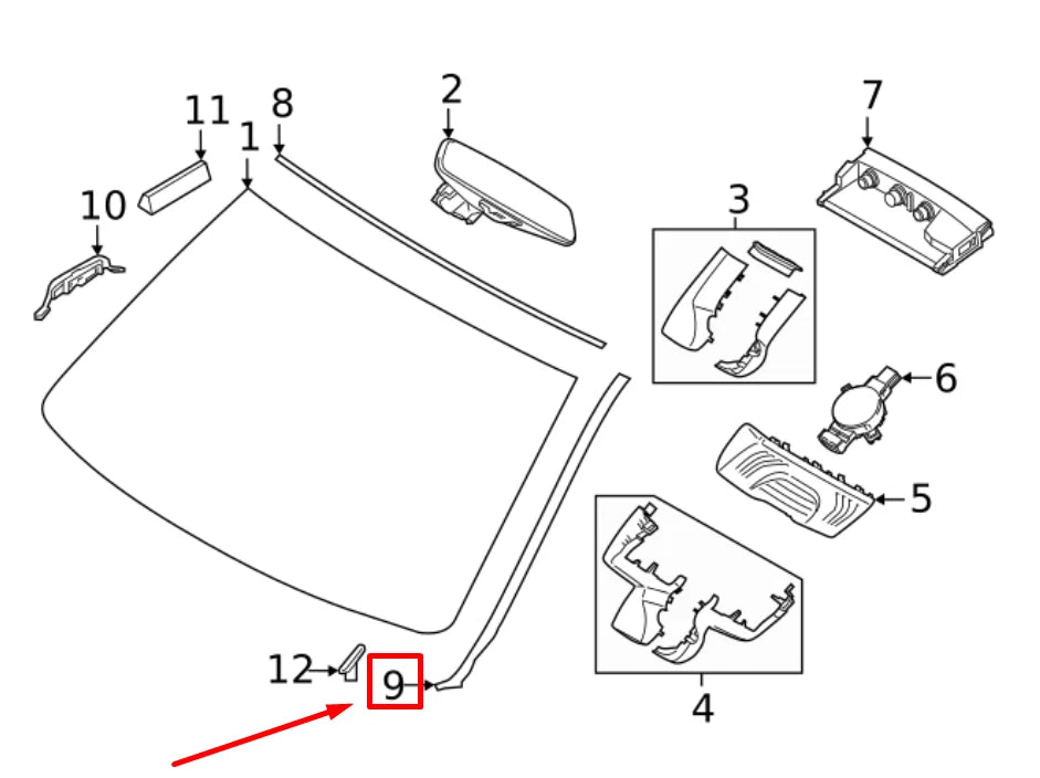 NEW BMW 4 G22,G82 FRONT WINDSHIELD LEFT VERTICAL TRIM DRIP 51137475009 ORIGINAL