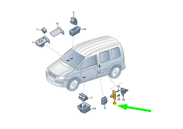 NEW VW CADDY 2K MK3 LEFT SLIDING DOOR CONTACT PLATE 2K5907497