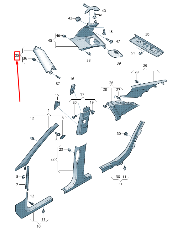 new audi a4 avant b8 left upper pillar panel 8k9867287td8 original