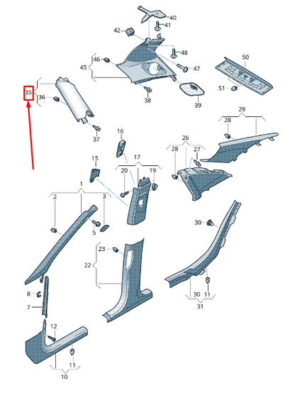 new audi a4 avant b8 left upper pillar panel 8k9867287td8 original