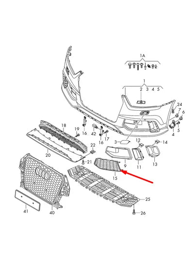 NEW AUDI RSQ3 8U FRONT BUMPER LEFT GRILLE 8U0807681GT94 2016