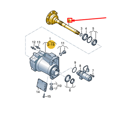 new vw golf cd mk8 front axle differential flanged shaft 0cq409355 original