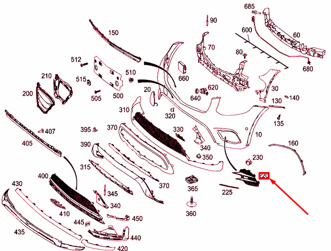 NEW MB GLC COUPE C253 AMG FRONT BUMPER LEFT GRILLE COVER A2538857501 ORIGINAL