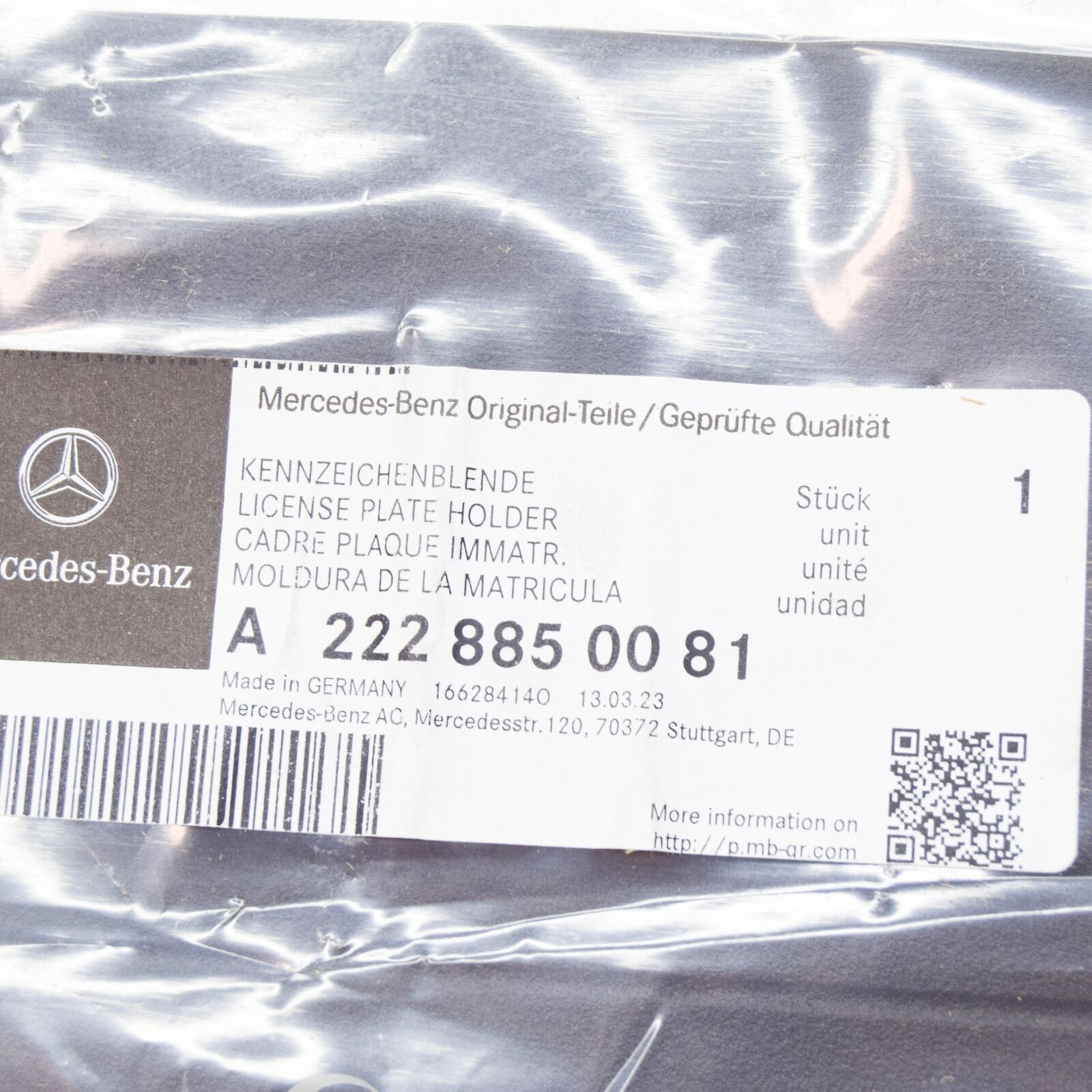 NEW MERCEDES-BENZ S W222 FRONT LICENCE PLATE MOLDING A2228850081 ORIGINAL