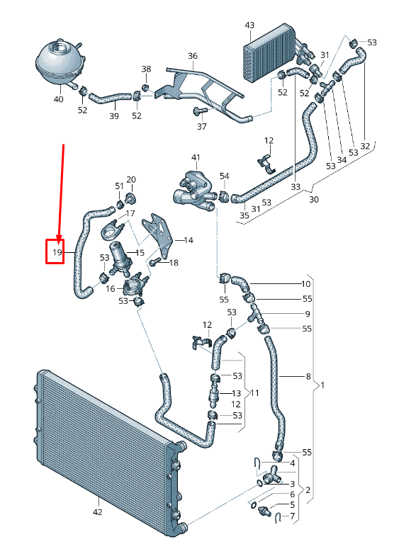 NEW AUDI TT 8J ENGINE COOLANT HOSE 1K0121063C ORIGINAL