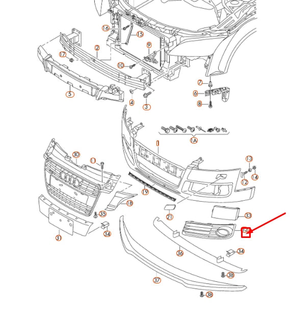 NEW AUDI TT 8J MK2 FRONT BUMPER LEFT AIR GUIDE GRILLE 8J0807681HT94 ORIGINAL