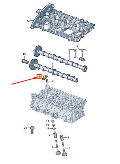 new audi a3 sportback 8y engine outlet rocker arm 06e109417am original