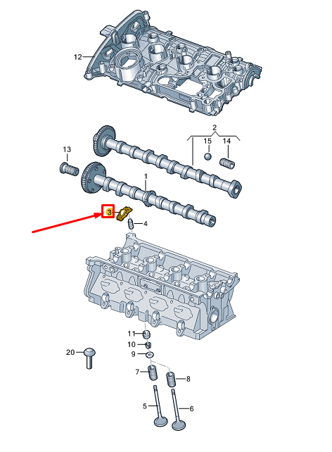 new audi a3 sportback 8y engine outlet rocker arm 06e109417am original