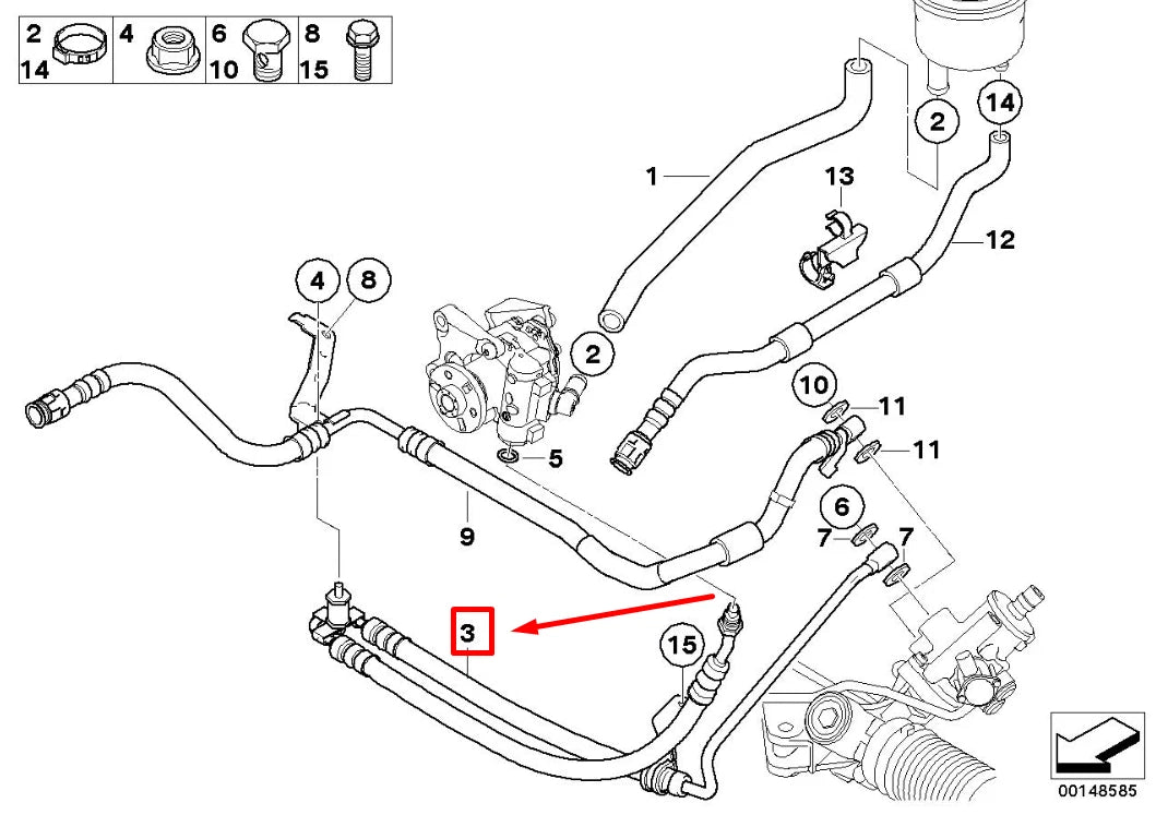 NEW BMW 5 E60 EXPANSION TANK HOSE 6782021 32416782021 ORIGINAL