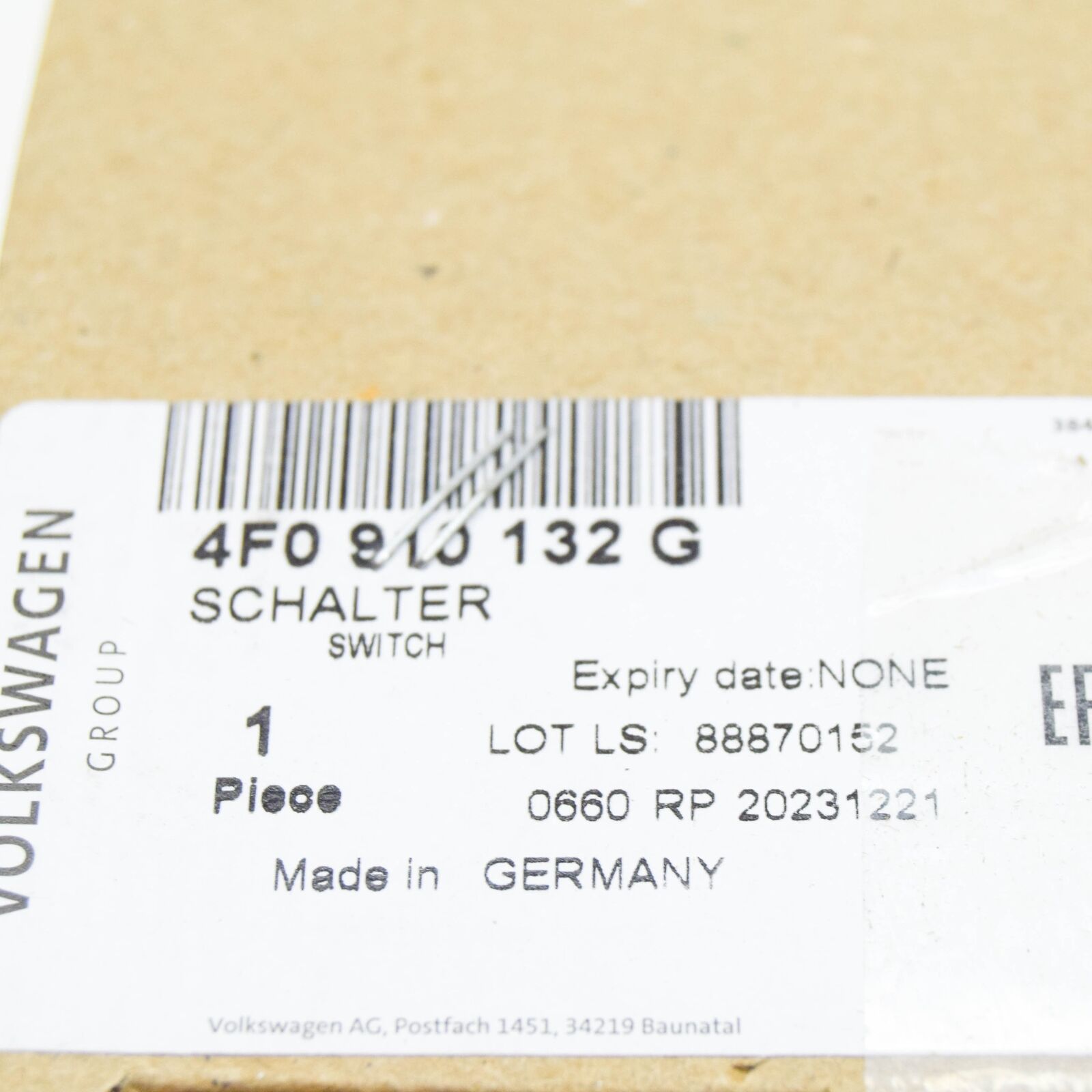 NEW AUDI A6 AVANT C6 IGNITION LOCK 4F0910132G ORIGINAL