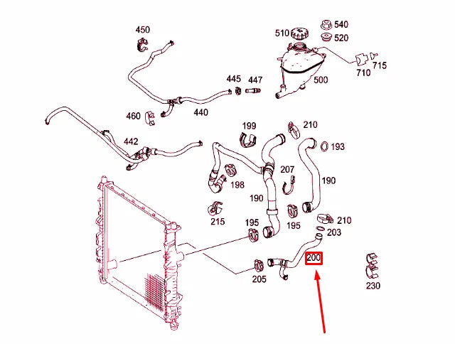 NEW MERCEDES-BENZ ML W164 RADIATOR BOTTOM COOLANT HOSE A1645014182 ORIGINAL