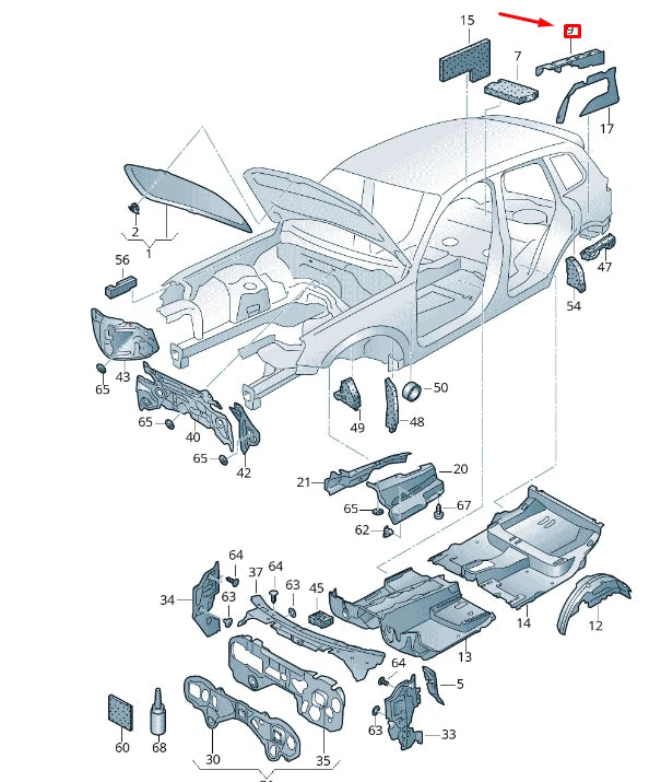 NEW VW TOUAREG 7P MK2 RIGHT LOAD COMPARTMENT DAMPING 7P0863802