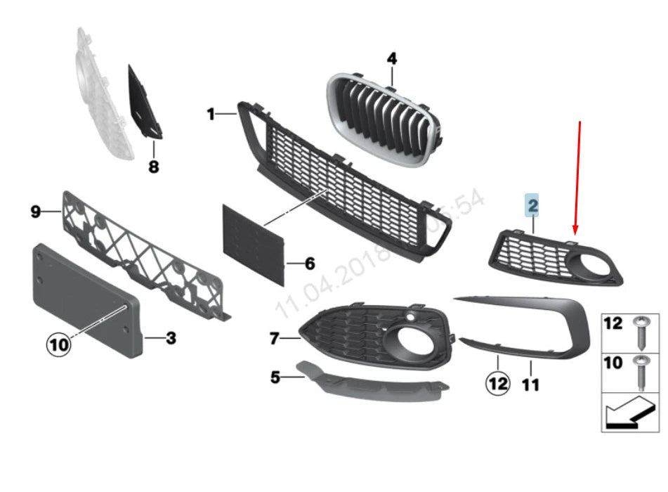 NEW BMW 1 F20 LEFT FOG LIGHT GRILLE M SPORT 51118048967 8048967 2014 ORIGINAL