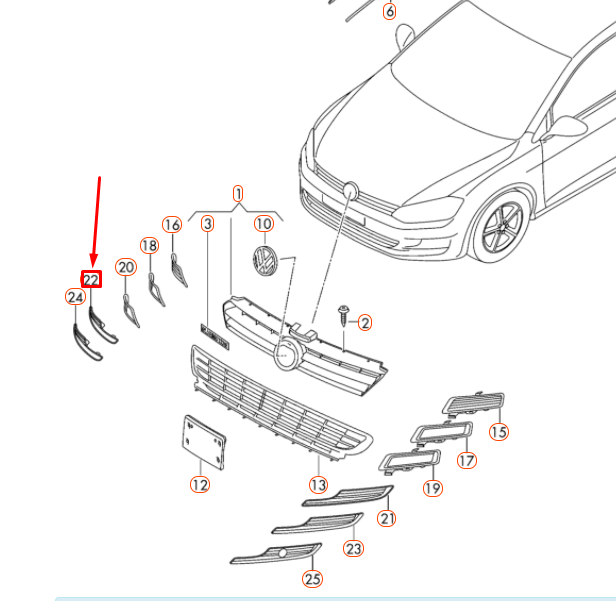 NEW VW GOLF MK7 FRONT BUMPER RIGHT VENT GRILLE 5G08536669B9 ORIGINAL