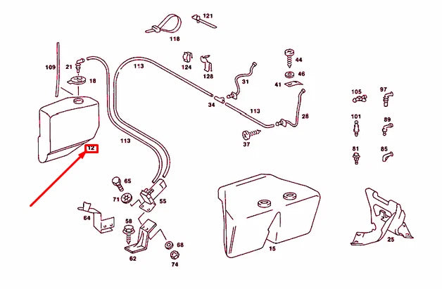 NEW MERCEDES-BENZ S W116 WINDSHIELD WASHER FLUID RESERVOIR A1168690020