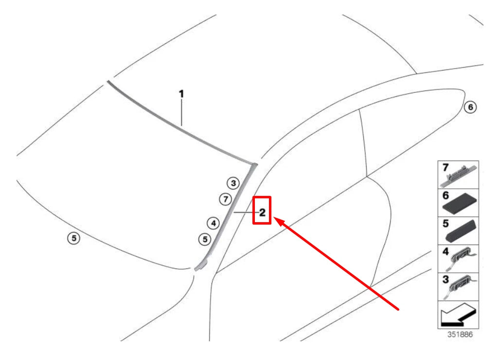 NEW BMW 4 F33,F83 WINDSHIELD LEFT VERTICAL TRIM 51317296009 7296009 ORIGINAL