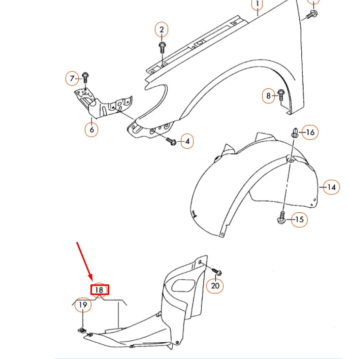 NEW VOLKSWAGEN CC FRONT RIGHT WHEEL HOUSING LINER FRONT PART 3C8805912B ORIGINAL